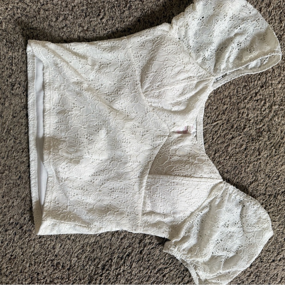 No Boundaries White Lace Crop Top